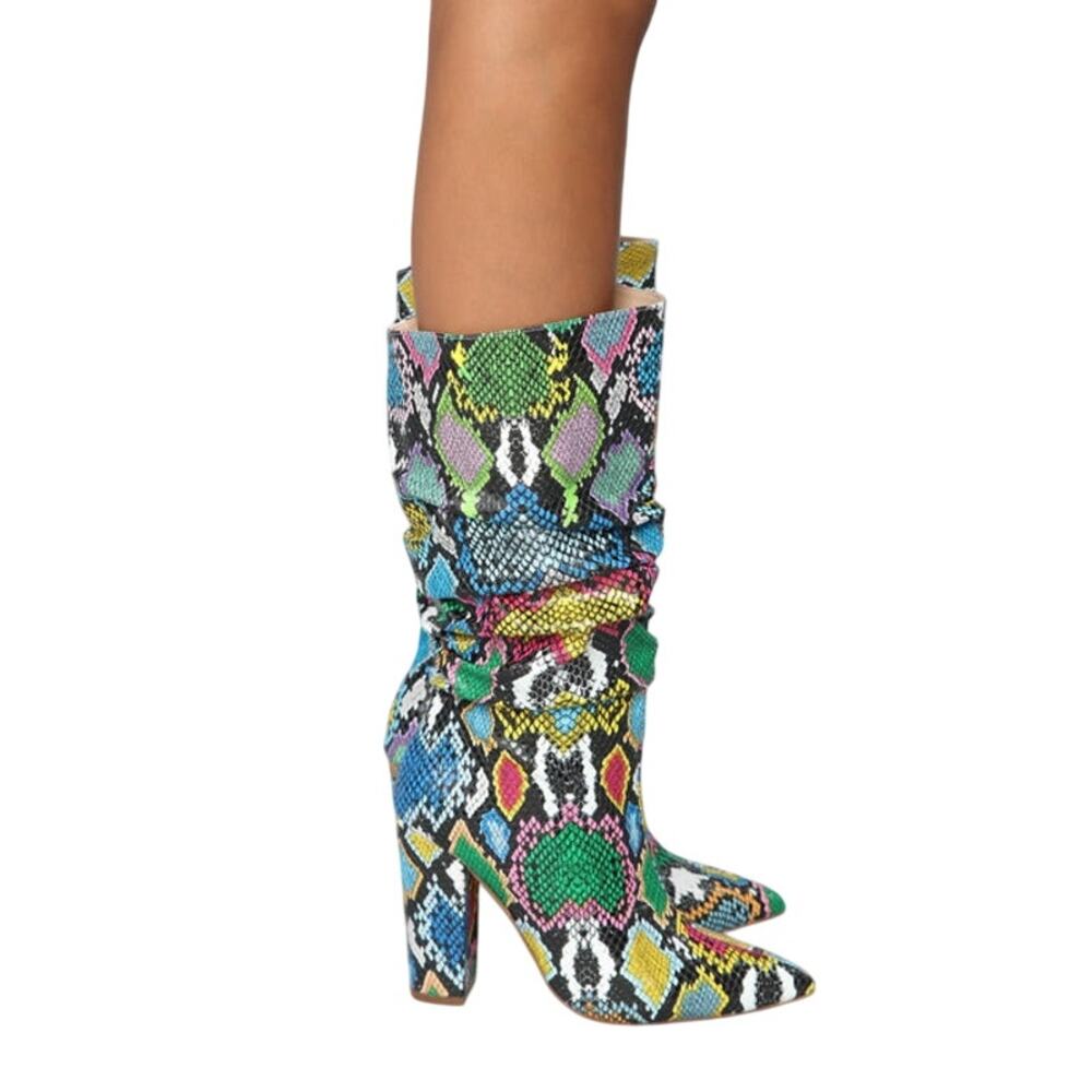 Fashion Nova Bring It On Heeled Boots - Rainbow Snake